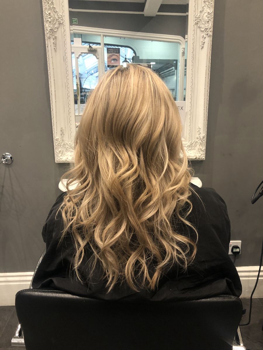 Blonde curls by Meraki Harrogate